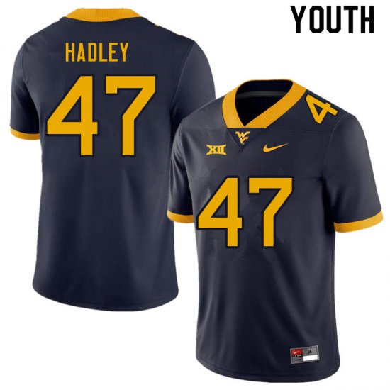 Youth West Virginia Mountaineers NCAA #47 J.P. Hadley Navy Authentic Nike Stitched College Football Jersey JP15F22CH